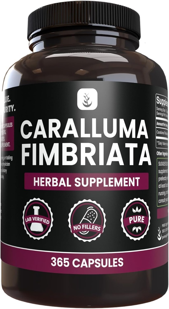 PURE ORIGINAL INGREDIENTS Caralluma Fimbriata (365 Kapseln) Kein Magnesium oder Reisfüller, Immer rein, Lab Verifiziert