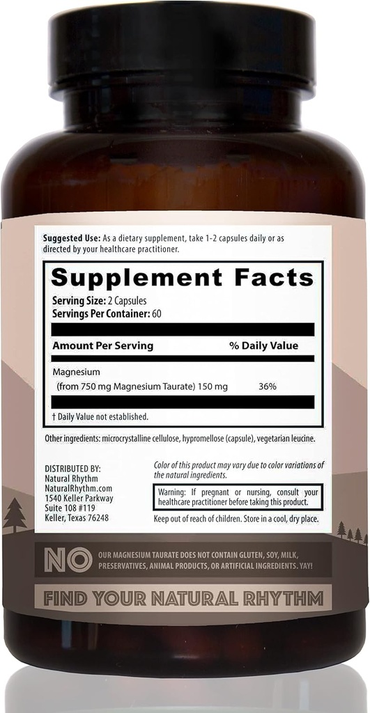 Natural Rhythm Magnesium Taurate 120 Kapseln + B-CALMplex 90 Kapseln Bundle