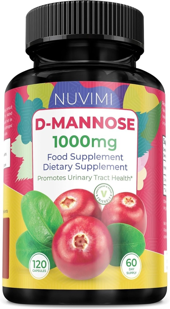 D Mannose 120 Kapseln - 1000 mg pro Dose - Nahrungsergänzung hilft Urinary Tract Gesundheit - Natürliche Vegan UTI Verteidigung