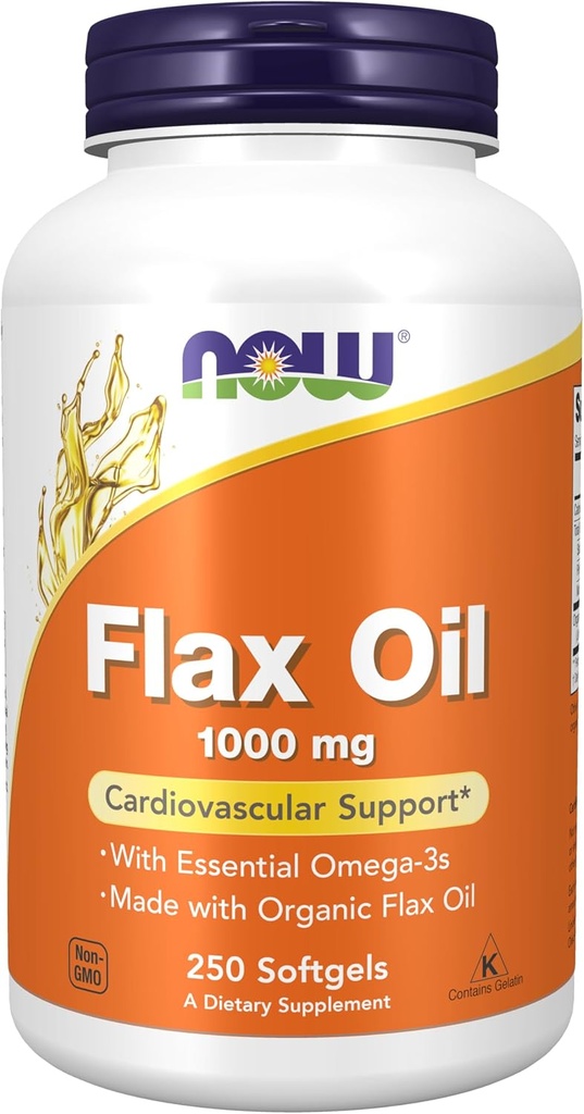 JETZT Nahrungsergänzungsmittel, Flax Oil 1000 mg mit Bio-Flamx-Öl, Herz-Kreislauf-Unterstützung*, 250 Softgels