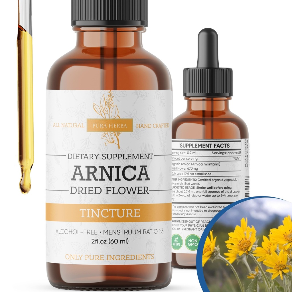 Arnica Liquid Extract – Alkoholfrei, Vegan, unterstützt Muskelrückgewinnung & Gelenkkomfort, schnell absorbierende Tinktur, Made in USA – 2 Fl Oz
