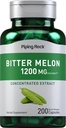 Piping Rock Bitter Melon Capsules 1200mg de 200 Comte de Momordica Charantia d'extrait concentré d'extrait concentré d'extrait d'herbe de supplément non-OGM, sans gluten