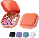 Small Pill Case, Pill Box, Travel Pill Container, Portable, Pocket Pill Case for Purse, Mini Pill Organizer for Medicine, Cute 5 Colors (Red)