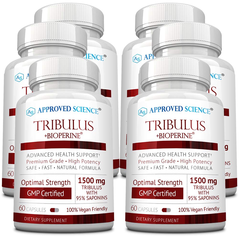 Genehmigte Wissenschaft Tribulus Terrestris - 360 Kapseln - Boosts Testosteron, verbessert sportliche Leistung, unterstützt Muskelwachstum und Reparatur - 95% Furostanol Saponins - Bioperine - Vegan - 6 Flaschen