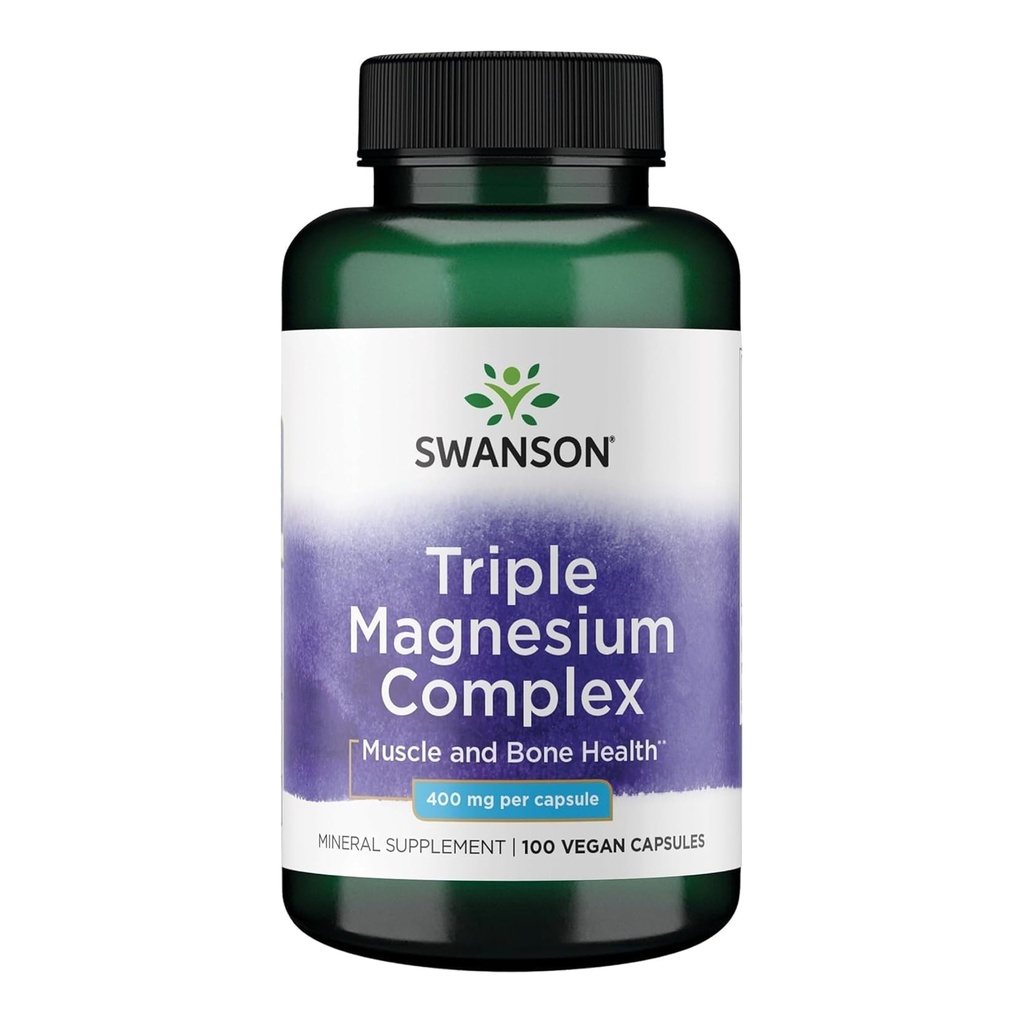 Swanson Triple Magnesium Complex - 100 Kapseln, 400mg Jeder