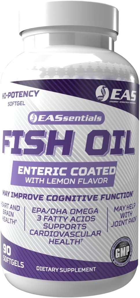 Experimentelle und angewandte Wissenschaften High Potency Fish Oil | EPA + DHA Omega-3s Fettsäuren für Herz- und Gehirngesundheit | Glutenfrei, Non GMO | Enteric beschichtet mit Zitronengeschmack | 90 Softgels