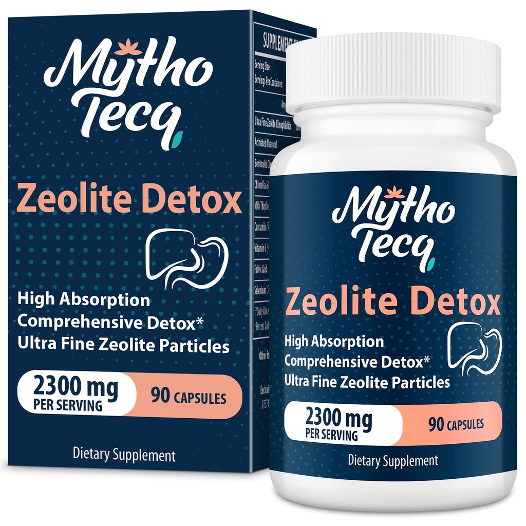 2300 MG Zeolite Detox Capsules - Aktivierte Charcoal & Bentonite Clay, Highly Absorbable Full Body, Liver & Gut Cleanse, Zeolite Clinoptilolite(90 Kapseln)