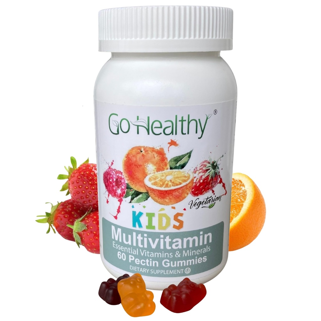 Go Healthy Kids Multivitamin Gummis, Immununterstützung, Kinder Vitamin Gummis, Kosher Kid Vitamin, Halal, Non-GMO, Gluten-Free Tasty Gummy - 30 Servierungen