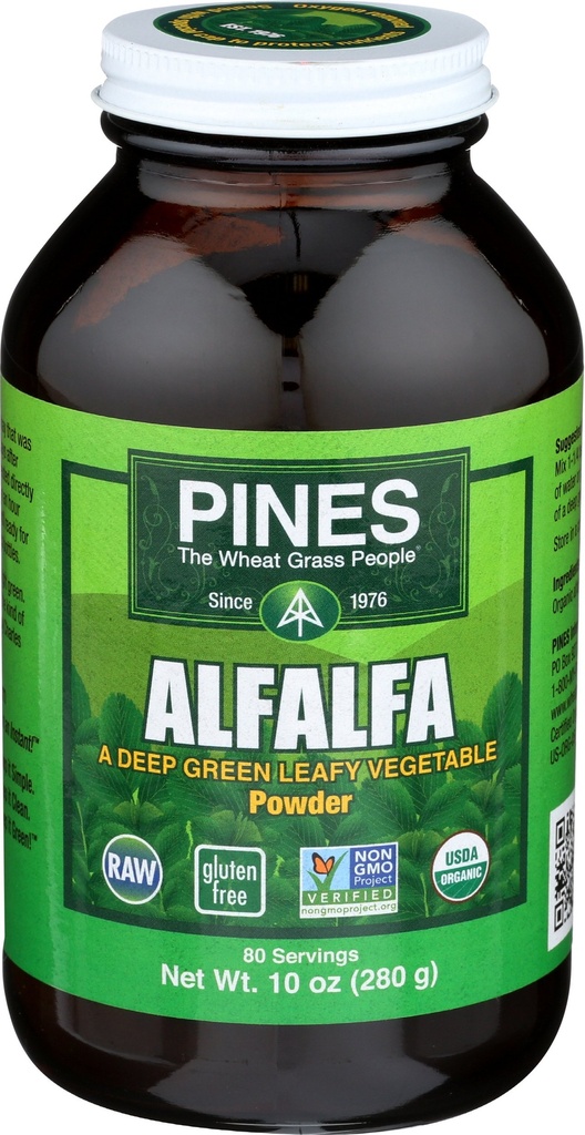 Poudre d'alfalfa biologique de pins, 10 once