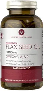 Vitamin World Flax Seed Oil 1000mg liefert 450 mg Omega 3 pro Softgel 240 Rapid Release Softgels