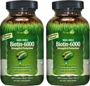Irwin Naturals Biotin-6000-60 Liquid Soft-Gels, Paket von 2 - Unterstützt Stärke und Schutz für Haare & Nägel - mit Avocado Öl, Kokosöl, Lutein & Zeaxanthin - 60 Gesamt Servierungen