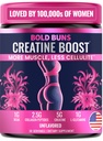 Bold Buns Creatine für Frauen – Booty Builder Supplement mit Collagen & BCAA – Unterstützt Muskelentwicklung, Post-Workout Erholung, Hautelastizität, Gesundes Haar & Nail | Unflavored – 30 Servierungen
