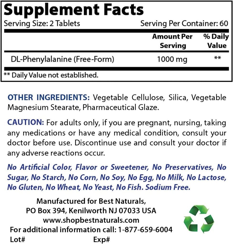 Best Naturals DLPA 500 mg & L-Glutamine 500 mg
