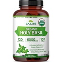 Zazze USDA Organic Holy Basil 10:1 Extrakt, 6000 mg Stärke, 120 Vegan Kapseln, Konzentriert und Standardisiert 10X Tulsi Extrakt, Ursolsäure, 100% Certified Organic, Non-GMO