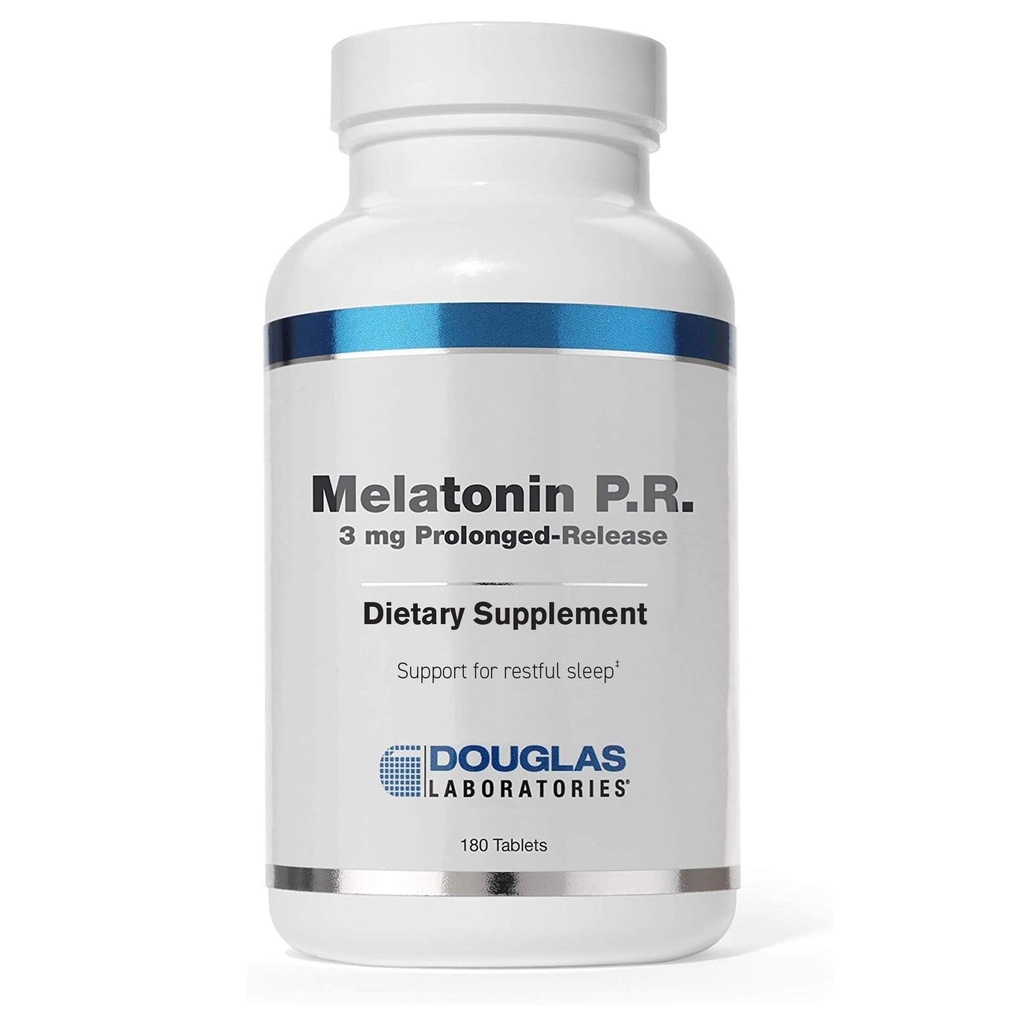 Douglas Laboratories Melatonine libération prolongée - 3 mg Melatonine - Supplément de soutien du sommeil - pour l'équilibre hormonal, la relaxation, les antioxydants et le système immunitaire* - 180 comprimés