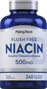 Piping Rock Niacin 500mg | Flush Free | 240 Kapseln | Vitamin B3 Supplement | Nicht-GVO, glutenfrei