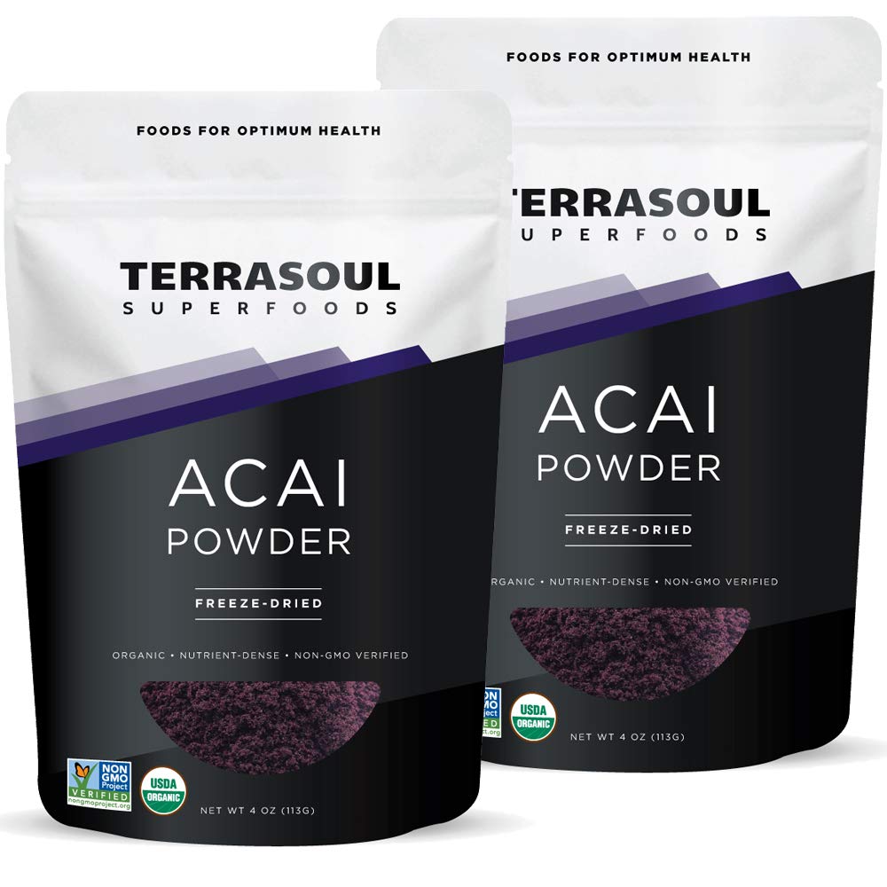 Terrasoul Superfoods Bio Acai Berry Powder, 4 Oz (Pack von 2), Freeze-Dried für Frische, Omega Fats Boost für Smoothie Bowls, und Antioxidant-Packed Superfoods Rezepte