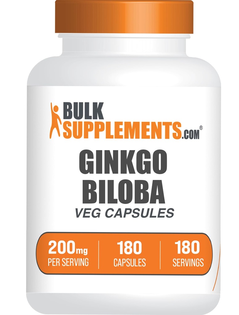 BulkSupplements.comginkgo Biloba Extrakt Kapseln - Ginkgo Biloba aus Blättern, Kräuterergänzung - Vegan, 1 Kapsel pro Servieren, 180 Zähler (Pack von 1)