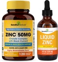 SANDHUHERBALS Zink 50mg Kapseln Bundle mit flüssigen Zinktropfen | Unterstützt Immun- und Hautgesundheit
