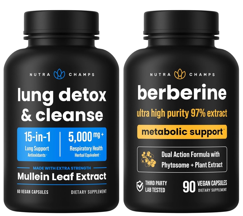 NutraChamps Complete Respirative & Metabolic Support: Lung Cleanse & Berberine Duo