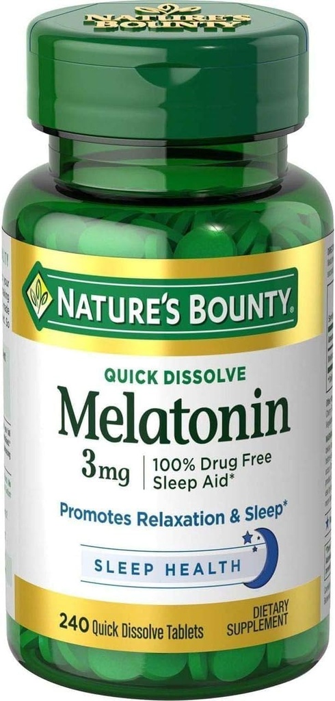 Nature's Bounty Melatonin 3 mg Tabletten 240 Tabletten (Pack von 4)