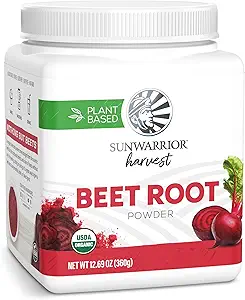 Sunwarrior Beet Root Powder Nitric Oxide erhöhen Stamina Blut und Fluss Zirkulation Natürliche Non-GMO Keto Vegan Superfood für Smoothies Acai Pudding Backen 360g sq Tub (90 Servierungen) Organische Ernte