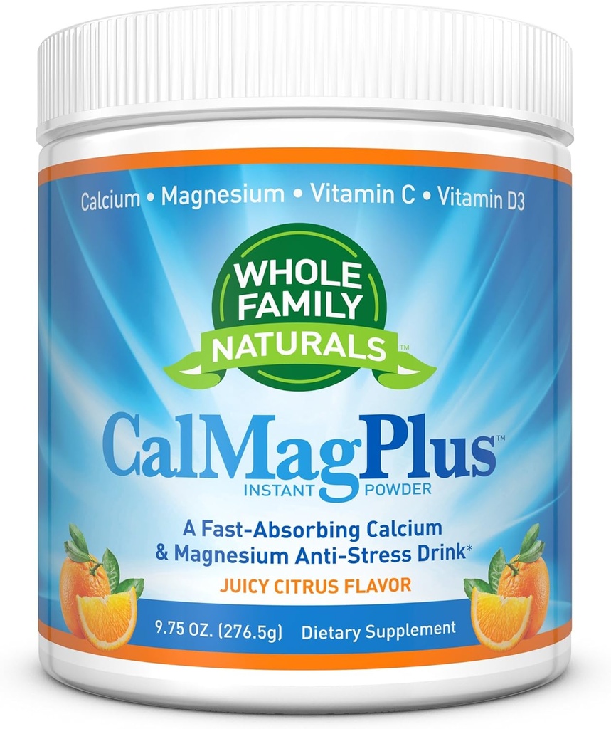 Supplément en poudre de magnésium de calcium - CalMag Plus avec vitamine C & D3 - Sans gluten, sans OGM, saveur de Tangerine orange - Cal Mag Boissons - Supplément de calcium avec magnésium pour calme naturel