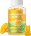 90 CT Magnesium Glycinat Gummie 1000mg - Zuckerfreie Magnesium Kalium-Ergänzung mit Vitamin D, B6, CoQ10 für ruhige Stimmung & Schlaf-Unterstützung - 90 Mango Ananasgummis