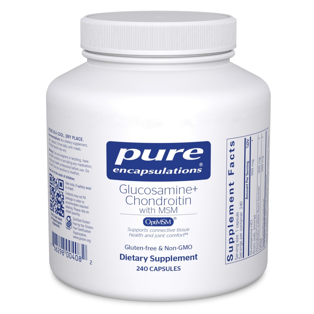 Pure Encapsulations Glucosamin Chondroitin mit MSM - Unterstützt die gemeinsame Gesundheit und normale Knorpelbildung* - hält Enzymaktivität - Glutenfrei & Non-GMO - 240 Kapseln