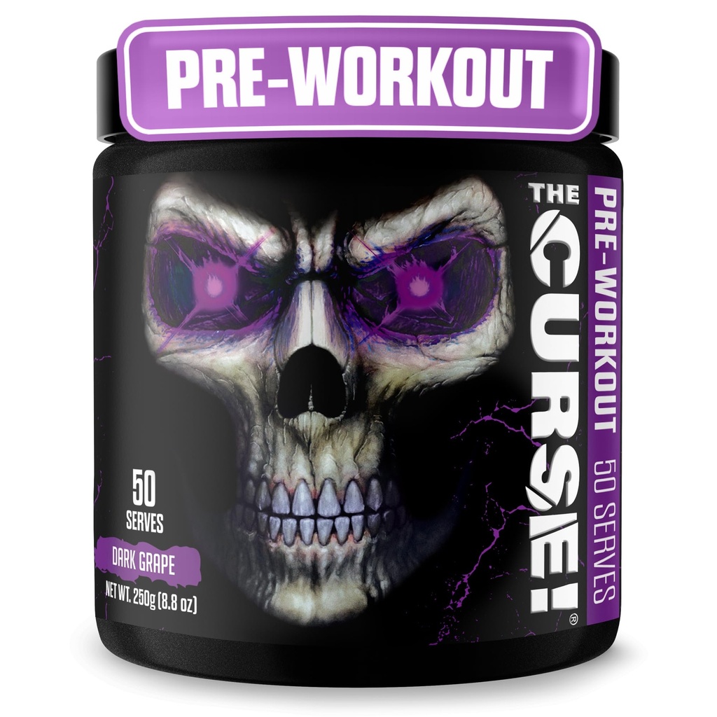 Der Fluch! Pre Workout Pulver für Männer & Frauen, Koffein, Beta-Alanin, Kreatin, L-Citrulline, 50 Servierungen, Dunkle Grape Flavor – Boost Energy, Strength & Focus