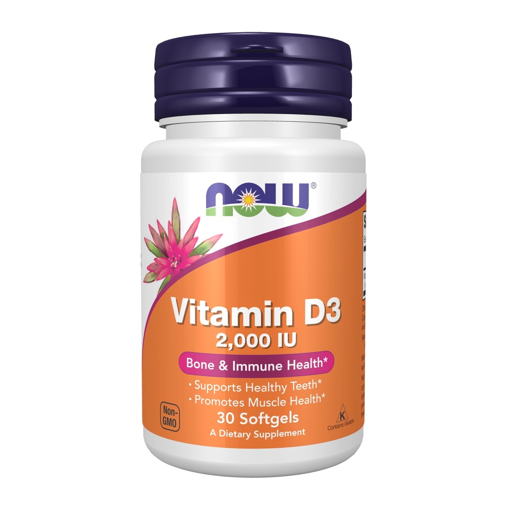 MAINTENANT compléments alimentaires, vitamine D-3 2 000 UI, haute puissance, soutien structurel*, 30 softgels