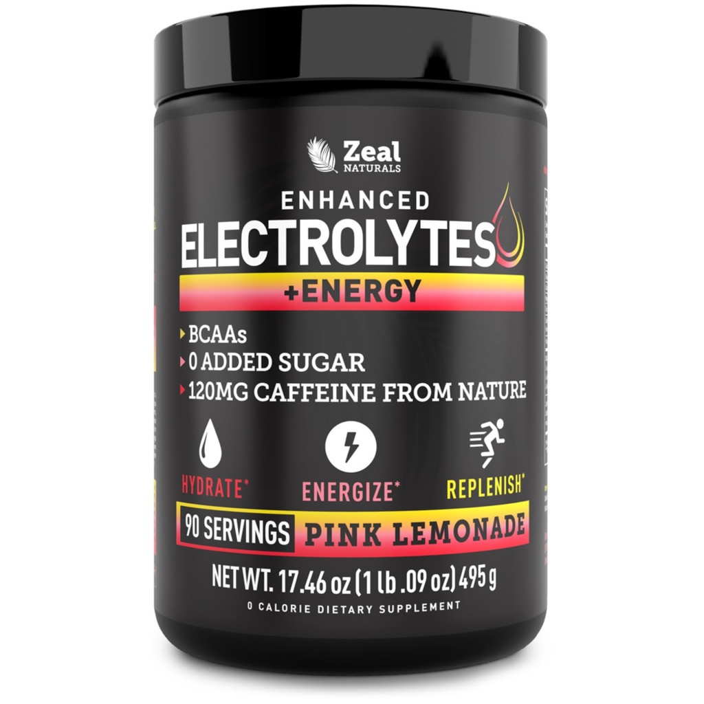 Pre-Workout Elektrolyt + Energy Powder Drink Mix (90 Servierungen | Pink Lemonade) w/ 0 Zucker + BCAAs +B-Vitamins Elektrolyt-Ergänzung mit Kalium Zink & Magnesium für Hydration - Keto Elektrolyte