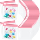 24 Stück Pillentasche Reißverschluss Pillentasche Set wiederverwendbar Translucent Medizin Organizer Selbstversiegelung Medizin Tasche Reisen Kunststoff Pillentaschen mit Schiebeverschluss Pillen Baggies für Pillen (Light Pink)