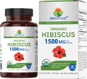 Brieofood Organic Hibiscus 1500mg, 45 Servings, Vegetarian, Gluten Free, 90 Vegetarian Tablets