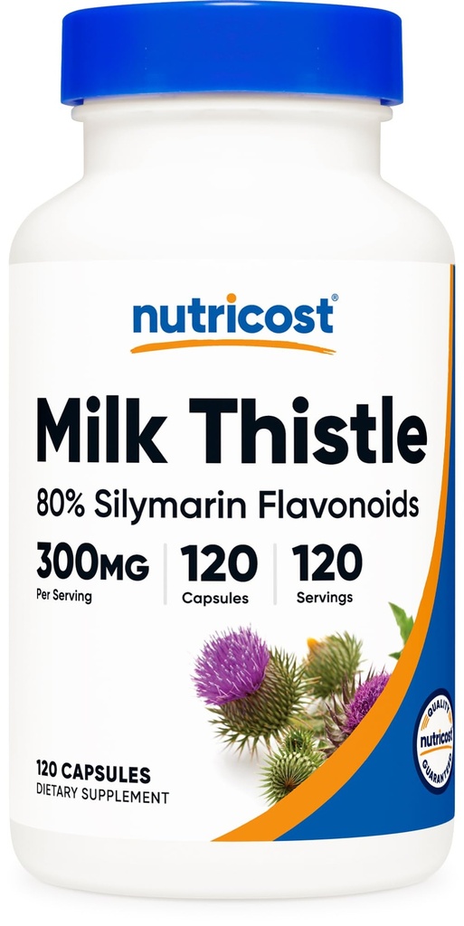 Nutricost Lait Capsules 300mg, 120 Capsules (80% Silymarin) - Sans gluten et sans OGM