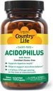 Country Life Acidophilus Probiotic Supplement für Damen und Herren - frei von Common Allergenen - 2.4 Billion CFUs zur Unterstützung Verdauungsgesundheit - Dairy-Free, Non-GMO, 100 Vegan Capsules
