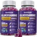 2 Packungen Glucosamine Chondroitin Gummis - 3000MG Extra Strength Joint Support Supplement mit MSM & Elderberry, Flexibilität, Antioxidans Immununterstützung Gummy für Erwachsene, Männer & Frauen