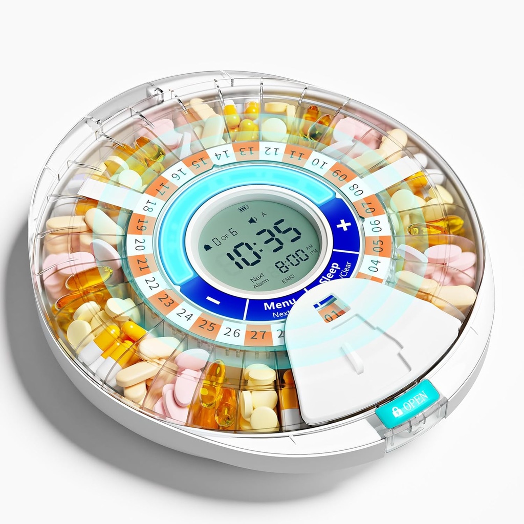 Aufgerüsteter automatischer Pillenspender für Älteres mit Alarm: Smart Pill Dispenser Machine mit 28-Slot, Mix-Proof Tech & XL LCD, Enhanced Durability for Daily Medicine Management