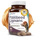 K9 Ausgewählte Flaxseed Lignans für Hunde, 20mg 90 Tabletten, Peanut Butter Flavored Chewable, Impove Coat