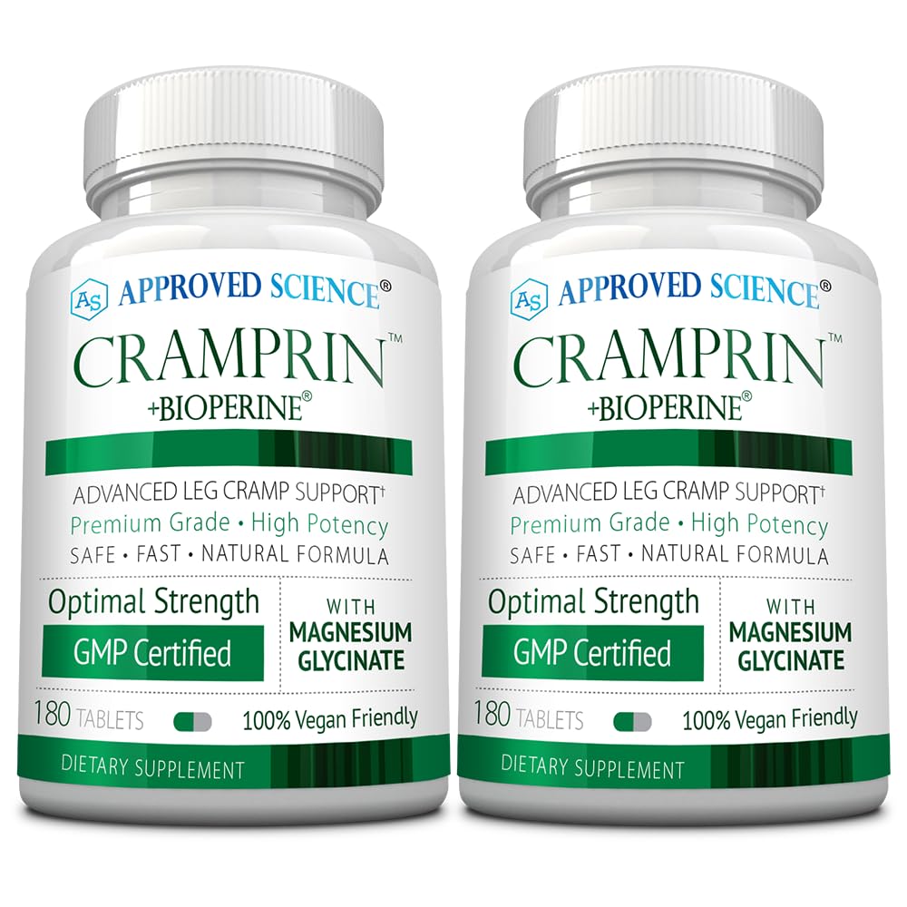 Genehmigte Wissenschaft Cramprin - High Absorption Magnesium, Vitamin B Complex, BioPerine - 6 Monate Versorgung - 2 Flaschen - Vegan