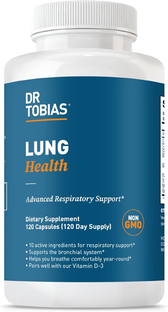 Dr. Tobias Lung Health Supplement mit Vitamin C, Butterbur, Quercetin & Bromelain, Advanced Lung Cleanse Detox Formula für Bronchial & Respiratory System, Non-GMO, 120 Kapseln, 120 Portionen