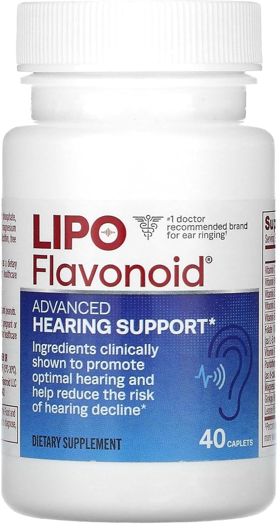 Lipo Flavonoïde Soutien auditif avancé Supplément quotidien - aide à réduire le risque de déclin de l'audition et favorise l'audition optimale - 40 Caplets