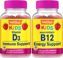 WellJa Vitamin D3 Kids + Vitamin B12 Kids, Gummis Bundle - Große Verkostung, Vitamin-Ergänzung, Glutenfrei, GVOfrei, Kaugummi