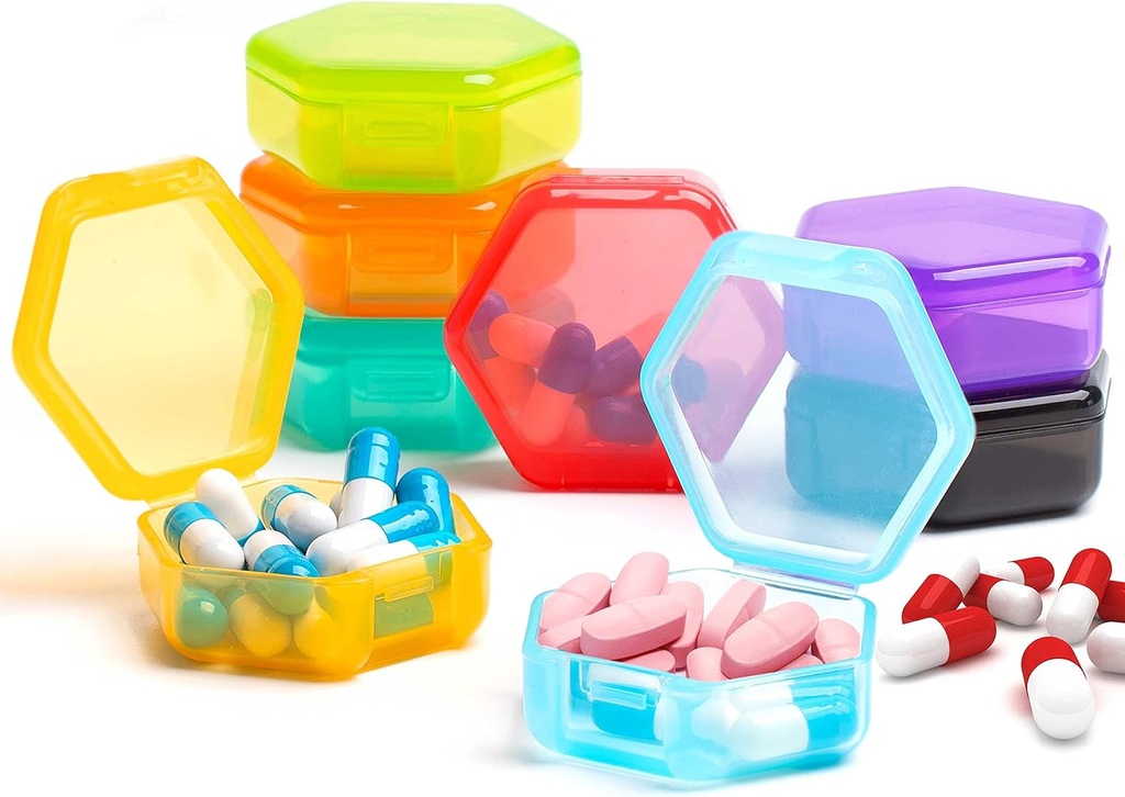 [8 Pack] Kleine Pille Organizer, Reise Pille Box Portable BPA Kostenlose Mini Pille Case für Tasche, Pillen Medikamente & Vitamine Halter (Vivid Farben)