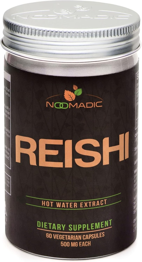 Champignon Reishi, 60 Capsules, 500mg Chacun, Bien-être général et longévité, Extrait d'eau chaude, Corps de fruits, 30% Beta-D-Glucans