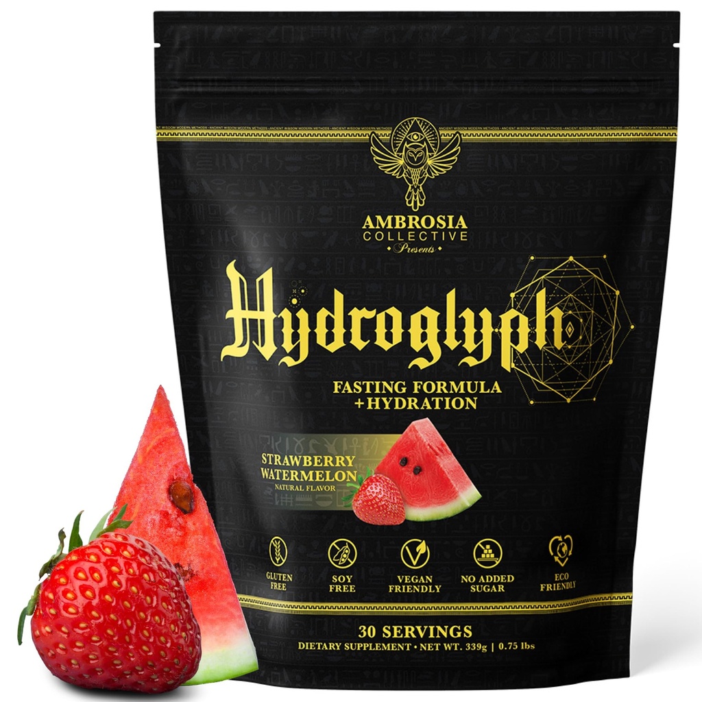 Ambrosia Hydroglyph Intraworkout Formel w/BCAA + EAA + Elektrolyte Hydration Pulver, um Lean Muscle zu schützen, 0g Zucker Fasting Hydration Drink Mix, Made w/Coconut Water (Strawberry Watermelon)