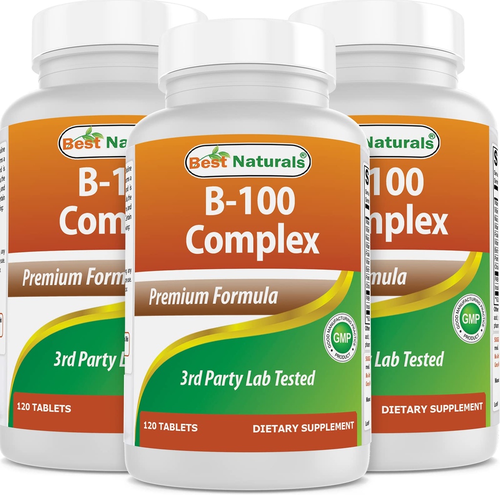 Best Naturals B 100 Complex 120 Tabletten (B Complex Vitamins) (120 Count (Pack von 3))