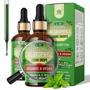 Organische Chlorophyll-Flüssigtropfen Liposomal für Damen und Herren, 6-in-1 Grüns Superfood Vegan Chlorophyll w/Spirulina, Weizengras, Vitamin C B12 A für inneres Deodorant*, Energie, Verdauung, 2Packs/4 Fl Oz