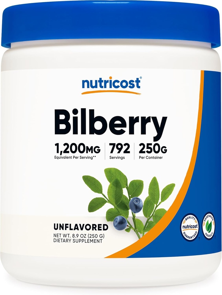 Poudre de bilberry Nutricost 250 grammes - sans gluten et sans OGM