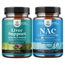 Ensemble de Détox de nettoyage du foie et formule de réparation et supplément de NAC N-acétyl Cysteine 600mg - supplément de soutien du foie à base de plantes avec chardon de lait - haute absorption NAC 600 mg Capsules Glutathion